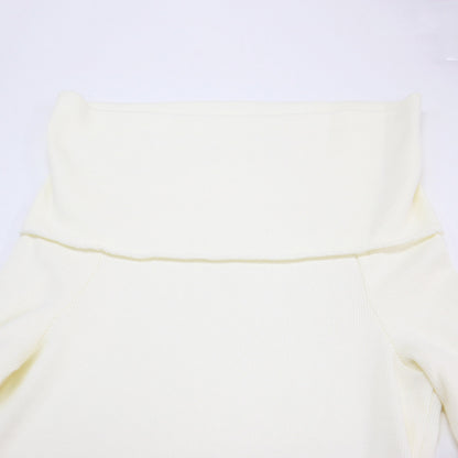 オフショルダー トップス / OFF SHOULDER TOPS ニット 5分袖 リブ