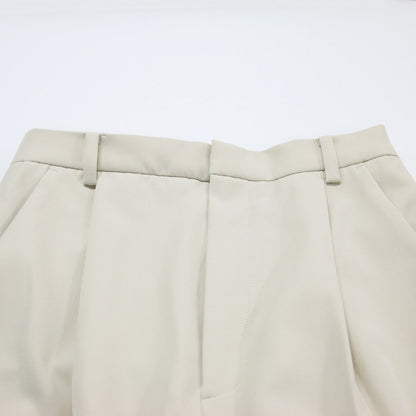 21秋冬 タック イージーパンツ / ワイドパンツ センタープレス ストレッチ