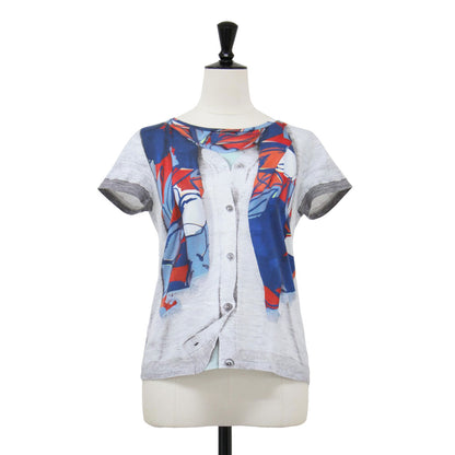 だまし絵 プリント 半袖 Tシャツ / カットソー ショートスリーブ クルーネック コットン