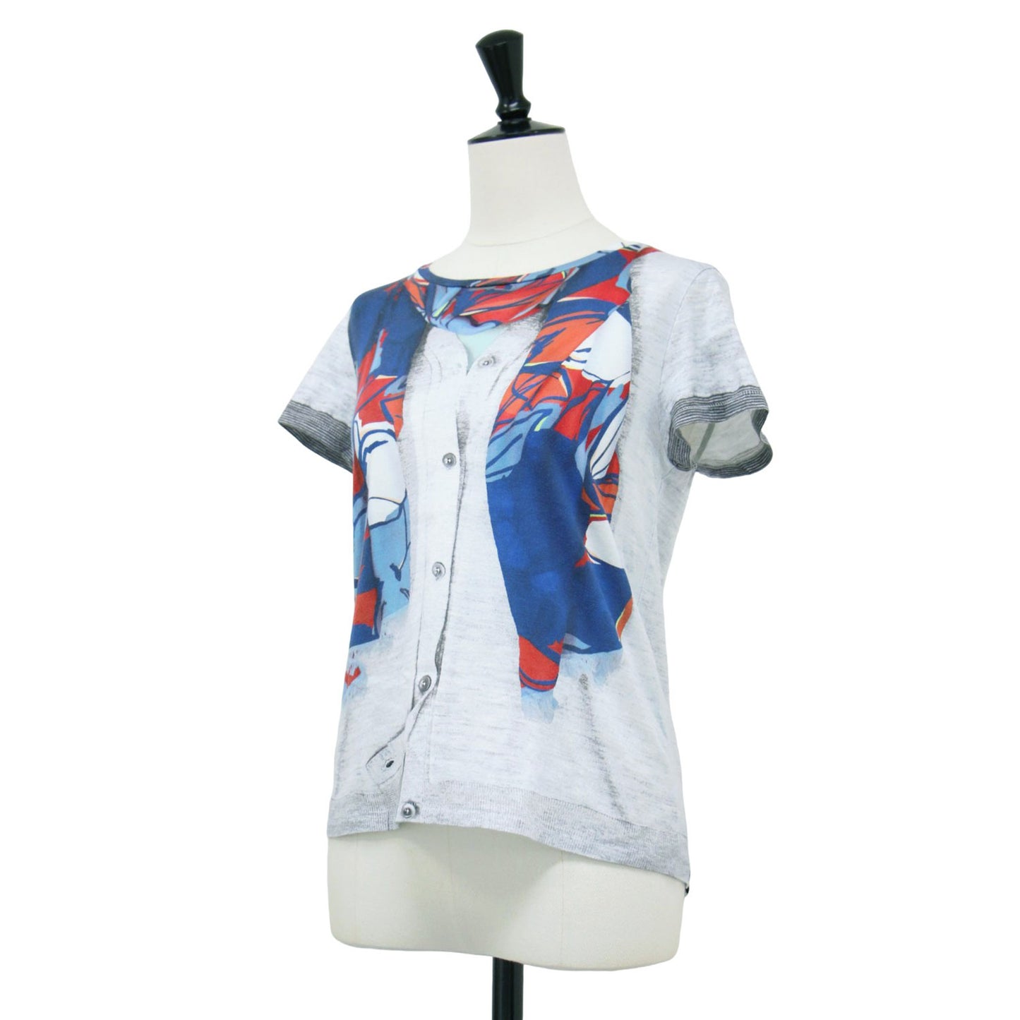 だまし絵 プリント 半袖 Tシャツ / カットソー ショートスリーブ クルーネック コットン