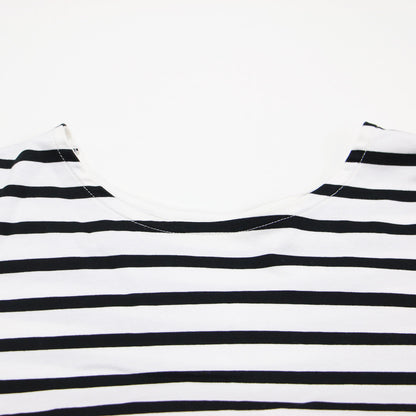 21春夏 バックフレア ロングスリーブ Tシャツ / カットソー クルーネック ワイド ボーダー コットン