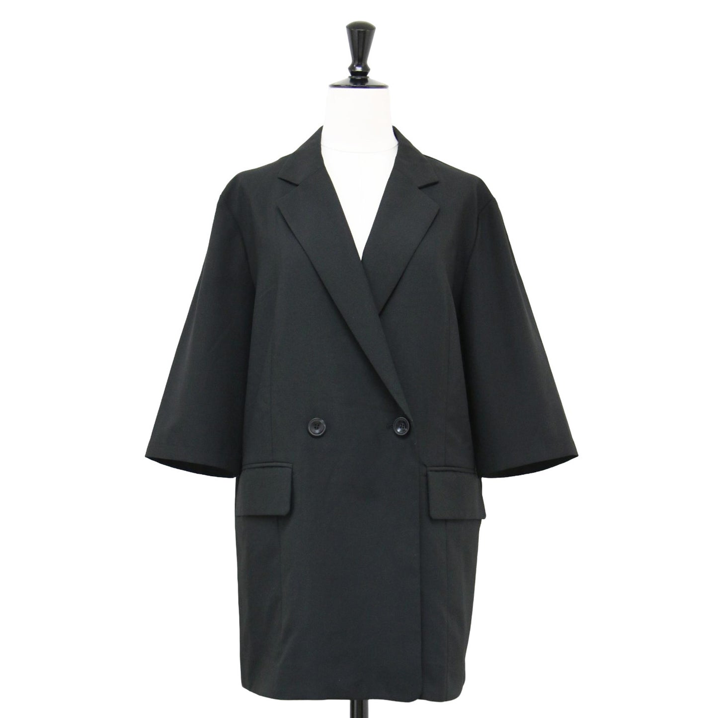 23春夏 ハーフスリーブ ジャケット / テーラード チュニック丈 ワイド スリット ウォッシャブル