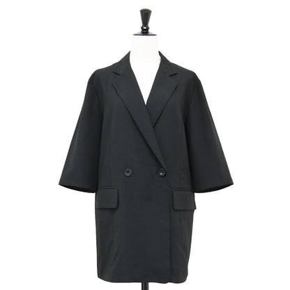 23春夏 ハーフスリーブ ジャケット / テーラード チュニック丈 ワイド スリット ウォッシャブル