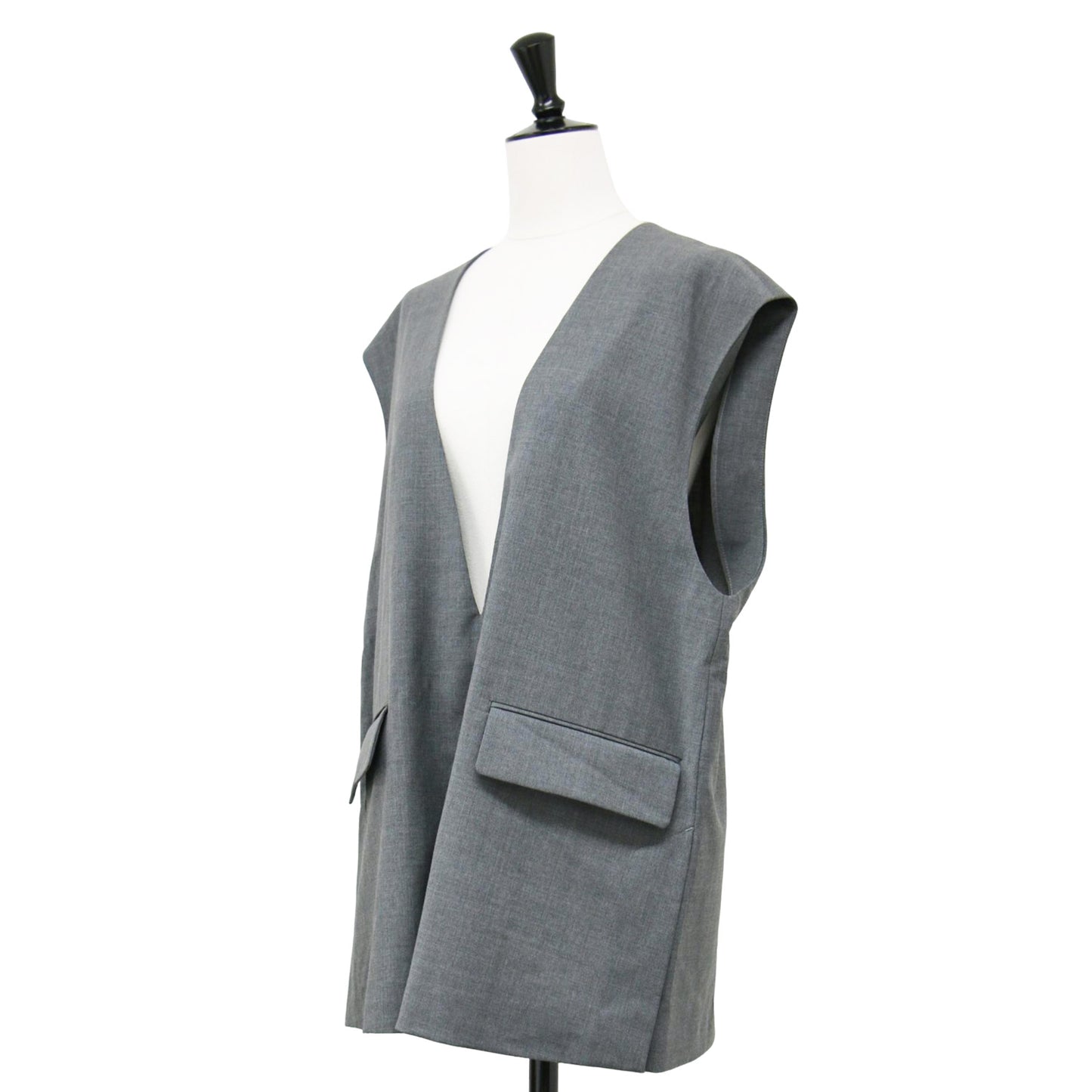 Vネック ウール ベスト / ジレ プルオーバー ノースリーブ ポケット スリット