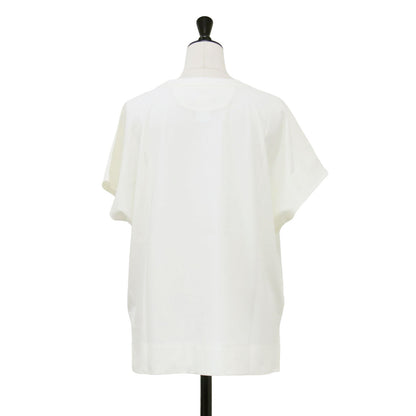 ワイド カットソー / Tシャツ プルオーバー 半袖 フレンチスリーブ スリット オーバーサイズ ストレッチ ウォッシャブル