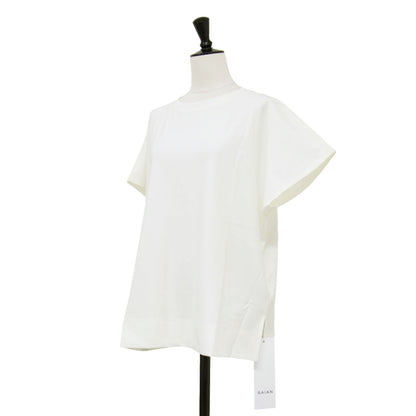 ワイド カットソー / Tシャツ プルオーバー 半袖 フレンチスリーブ スリット オーバーサイズ ストレッチ ウォッシャブル