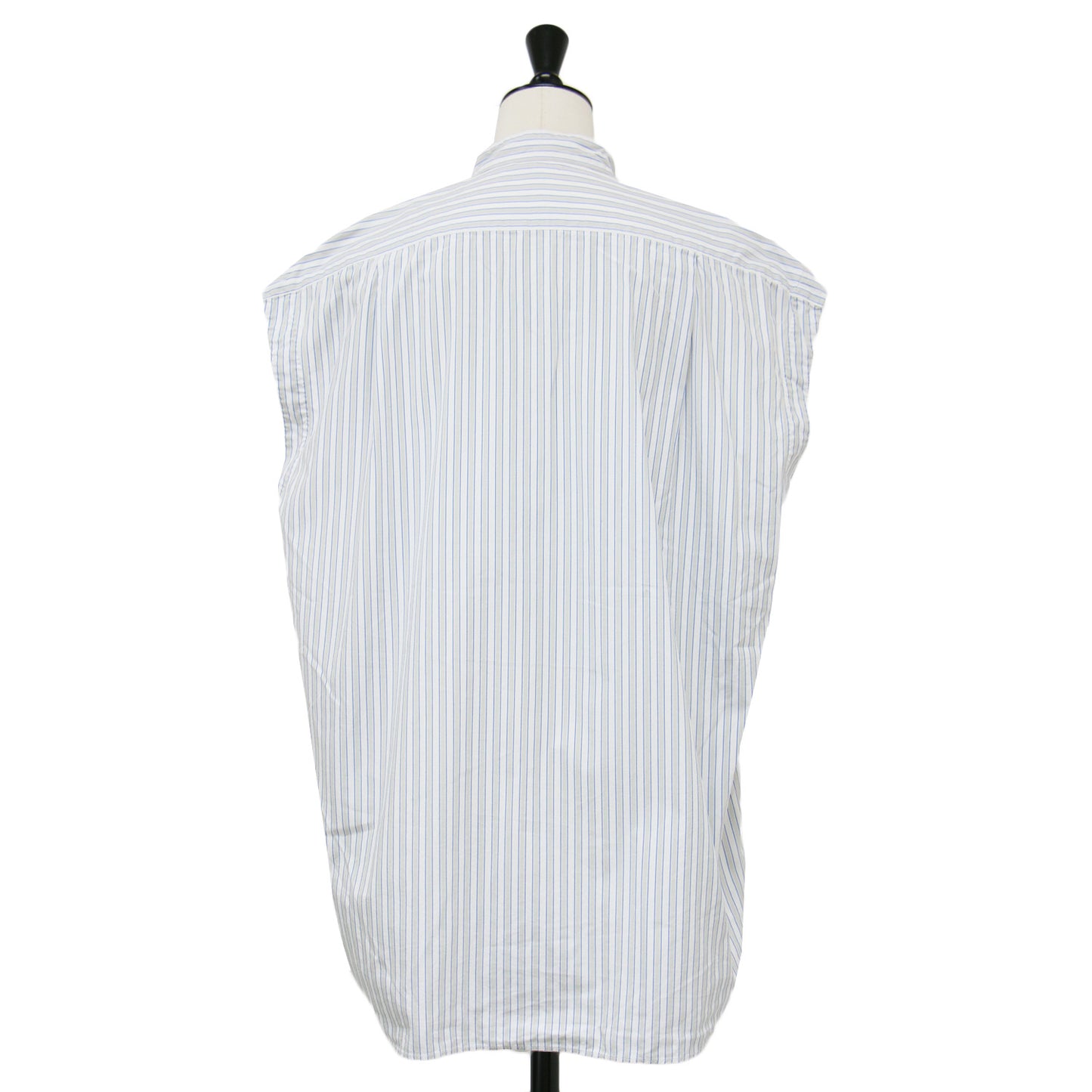 20春夏 ノーカラー ストライプ ノースリーブ ワイド シャツ / WASHED FINX TWILL STRIPE SLEEVELESS SHIRTS ブラウス コットン
