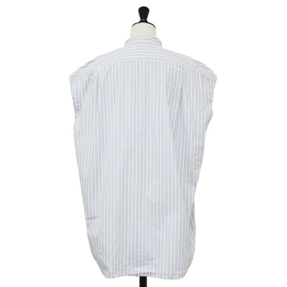 20春夏 ノーカラー ストライプ ノースリーブ ワイド シャツ / WASHED FINX TWILL STRIPE SLEEVELESS SHIRTS ブラウス コットン