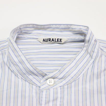 20春夏 ノーカラー ストライプ ノースリーブ ワイド シャツ / WASHED FINX TWILL STRIPE SLEEVELESS SHIRTS ブラウス コットン