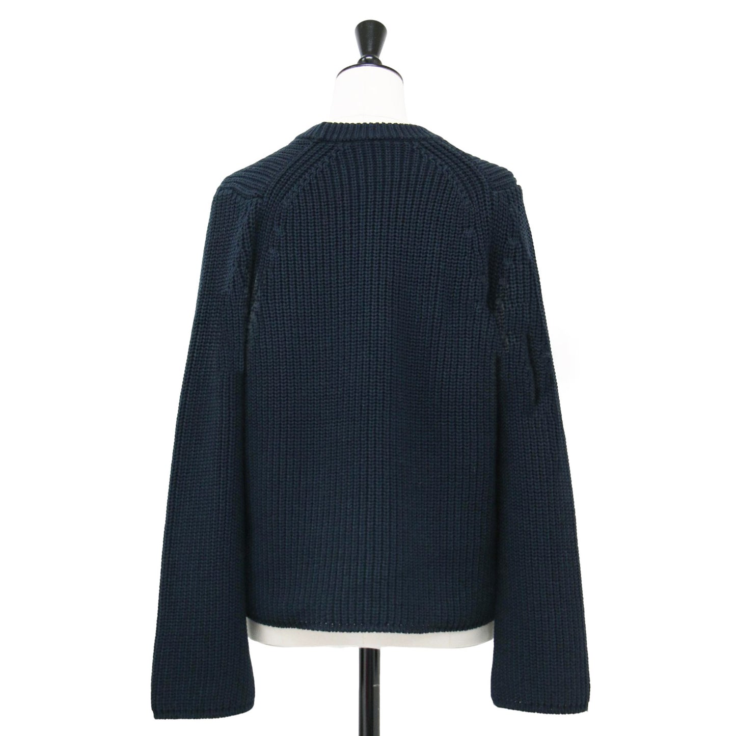 23春夏 5G スリットスリーブ ニット / プルオーバー 長袖 クルーネック クロップド丈 畦編み コットン