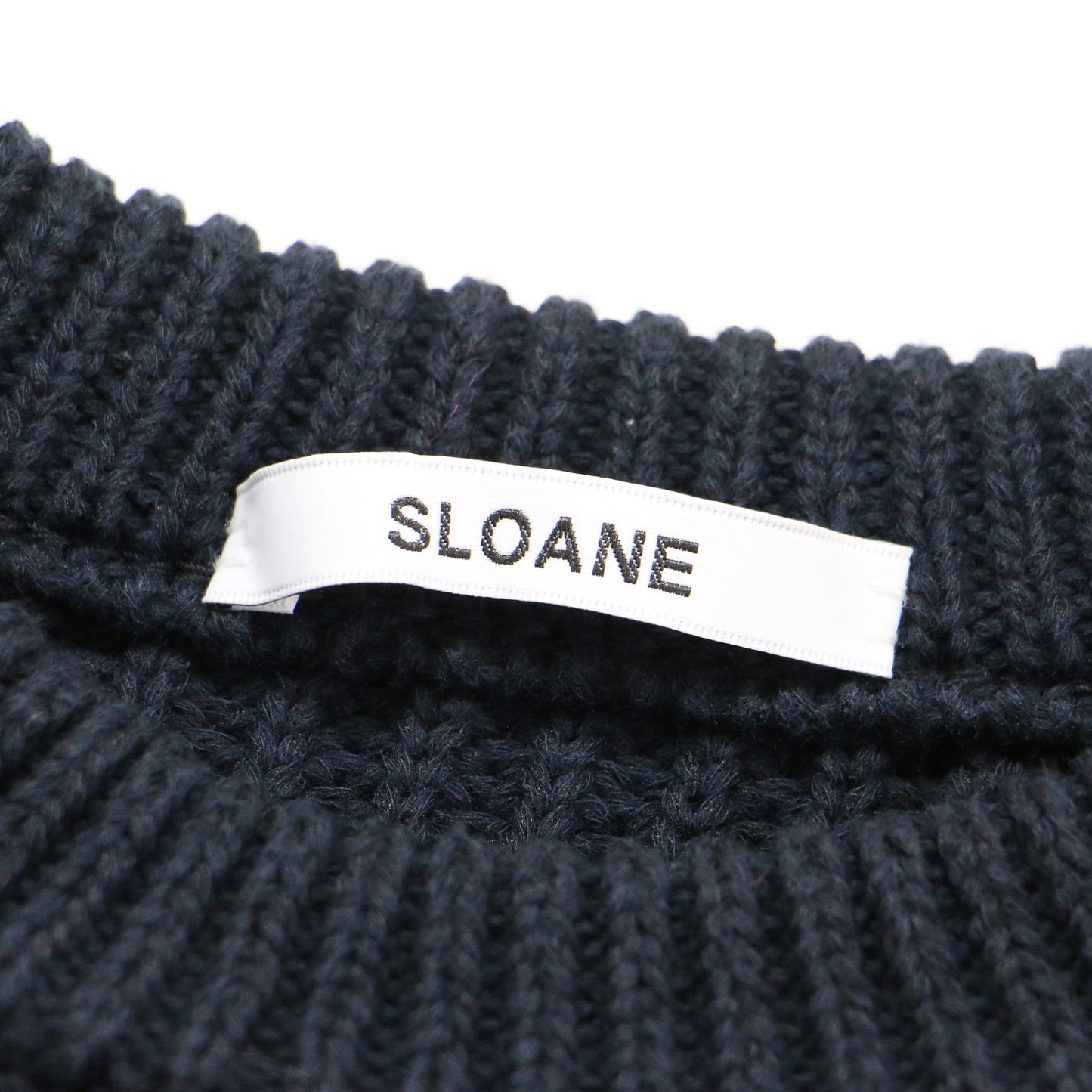 23春夏 5G スリットスリーブ ニット / プルオーバー 長袖 クルーネック クロップド丈 畦編み コットン