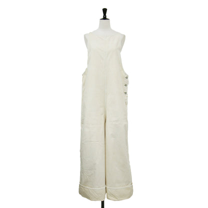 24秋冬 ケミカルウォッシュ アメスリ サロペット / オールインワン パンツ ワイド ノースリーブ ボートネック コットン