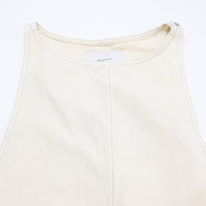 24秋冬 ケミカルウォッシュ アメスリ サロペット / オールインワン パンツ ワイド ノースリーブ ボートネック コットン