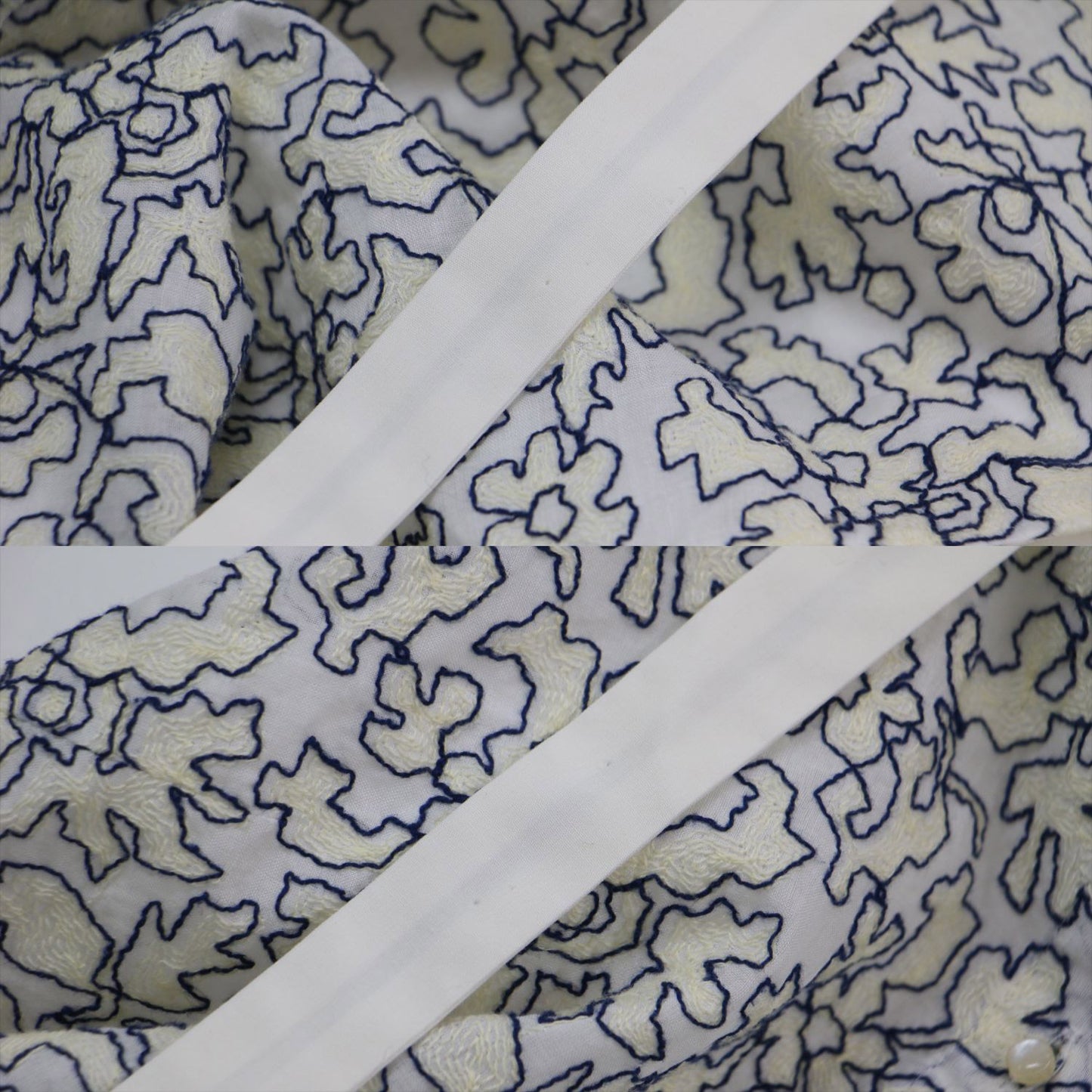 23春夏 キース エンブロイダリー ボウタイ ブラウス / ノースリーブ スタンドカラー リボン 刺繍