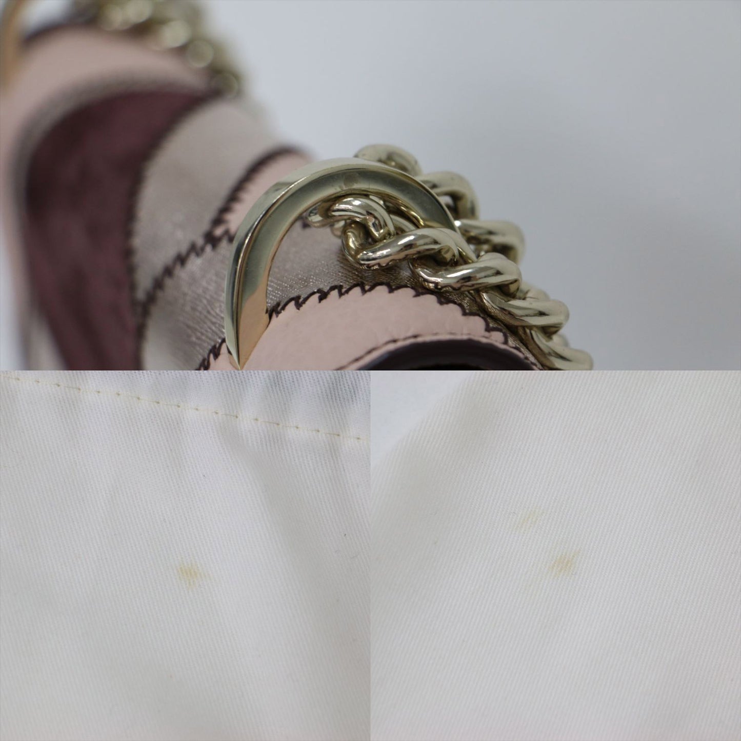 ハート パッチワーク チェーン ショルダーバッグ / 2WAY 肩掛け クロスボディ スエード レザー コンビ