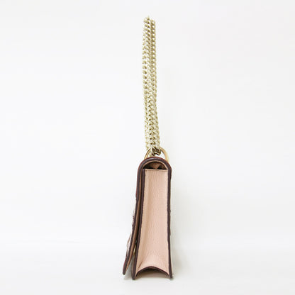 ハート パッチワーク チェーン ショルダーバッグ / 2WAY 肩掛け クロスボディ スエード レザー コンビ