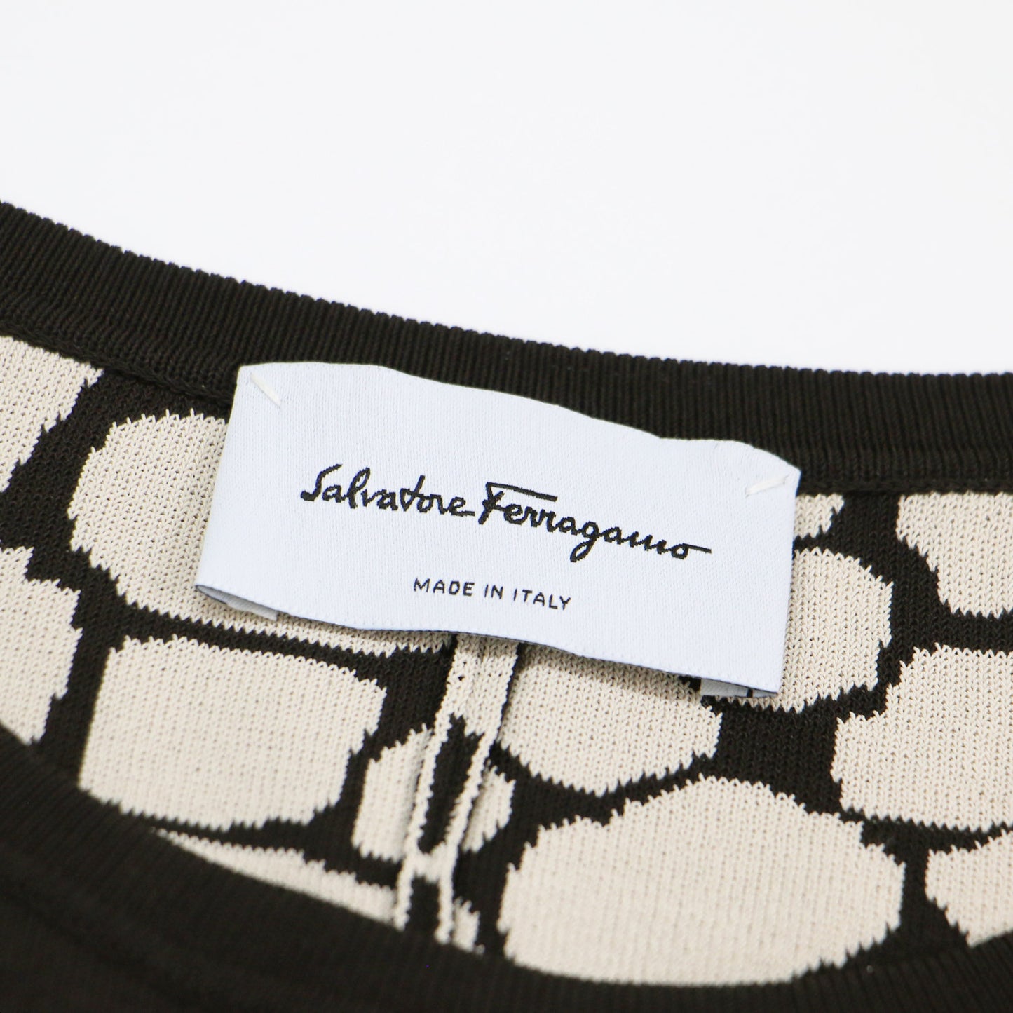 アニマル柄 ノースリーブ ニット ワンピース / ミディ丈 Aライン フレア ストレッチ イタリア製