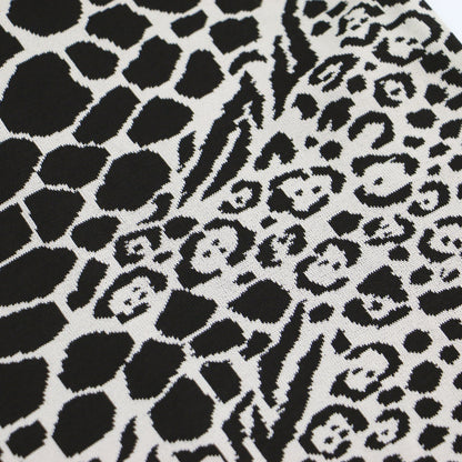 アニマル柄 ノースリーブ ニット ワンピース / ミディ丈 Aライン フレア ストレッチ イタリア製