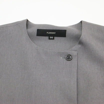 23秋冬 ツイル ストレッチ ベスト / TWILL STRETCH VEST ジレ ノーカラー クルーネック ベルト付き