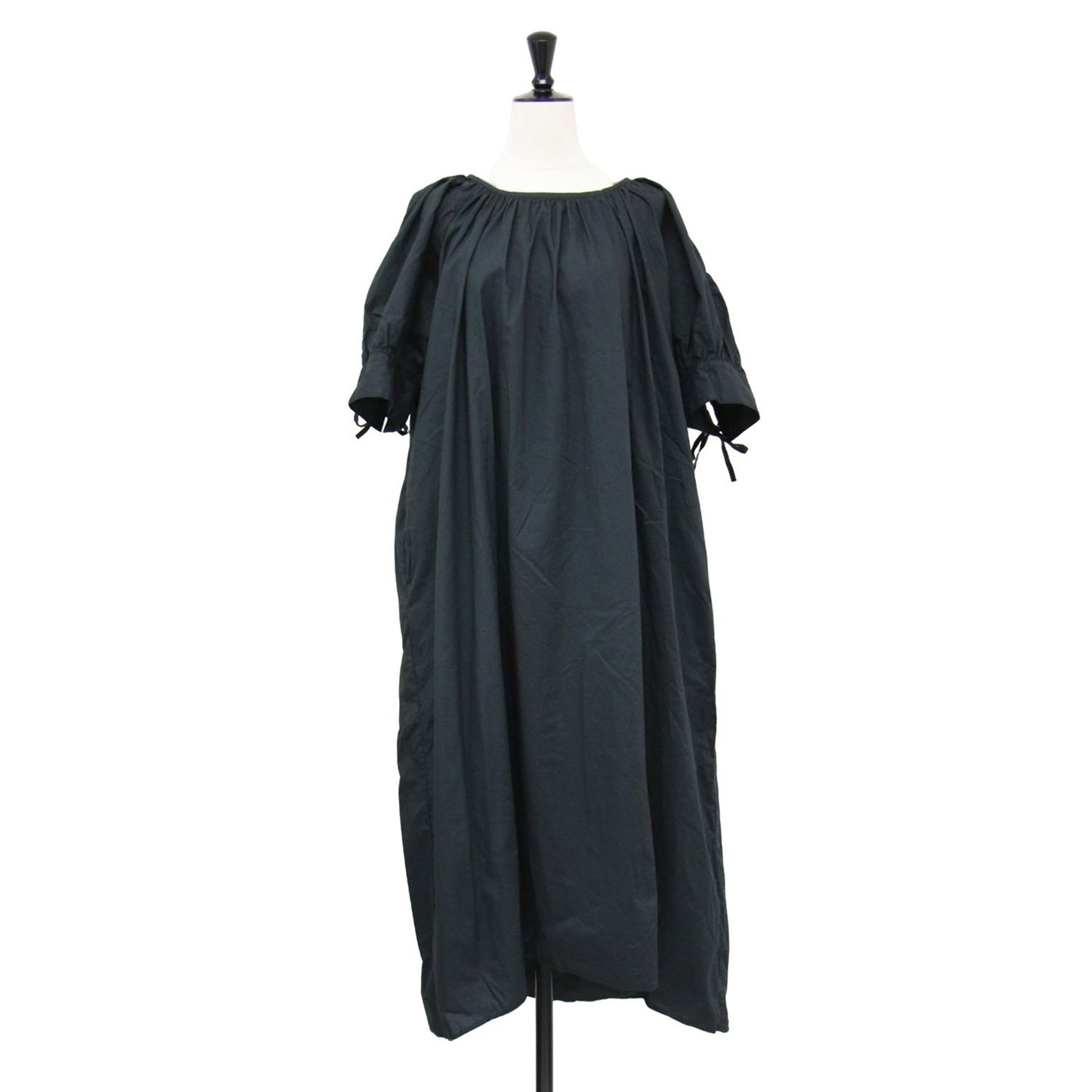 22秋冬 パフスリーブ ドレス / PUFF SLEEVE DRESS ワンピース ロング丈 半袖 ギャザー コットン