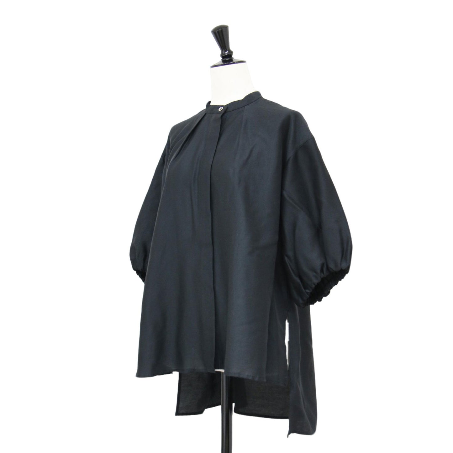 24春夏 パフスリーブ ブラウス / シャツ 5分袖 バンドカラー Aライン