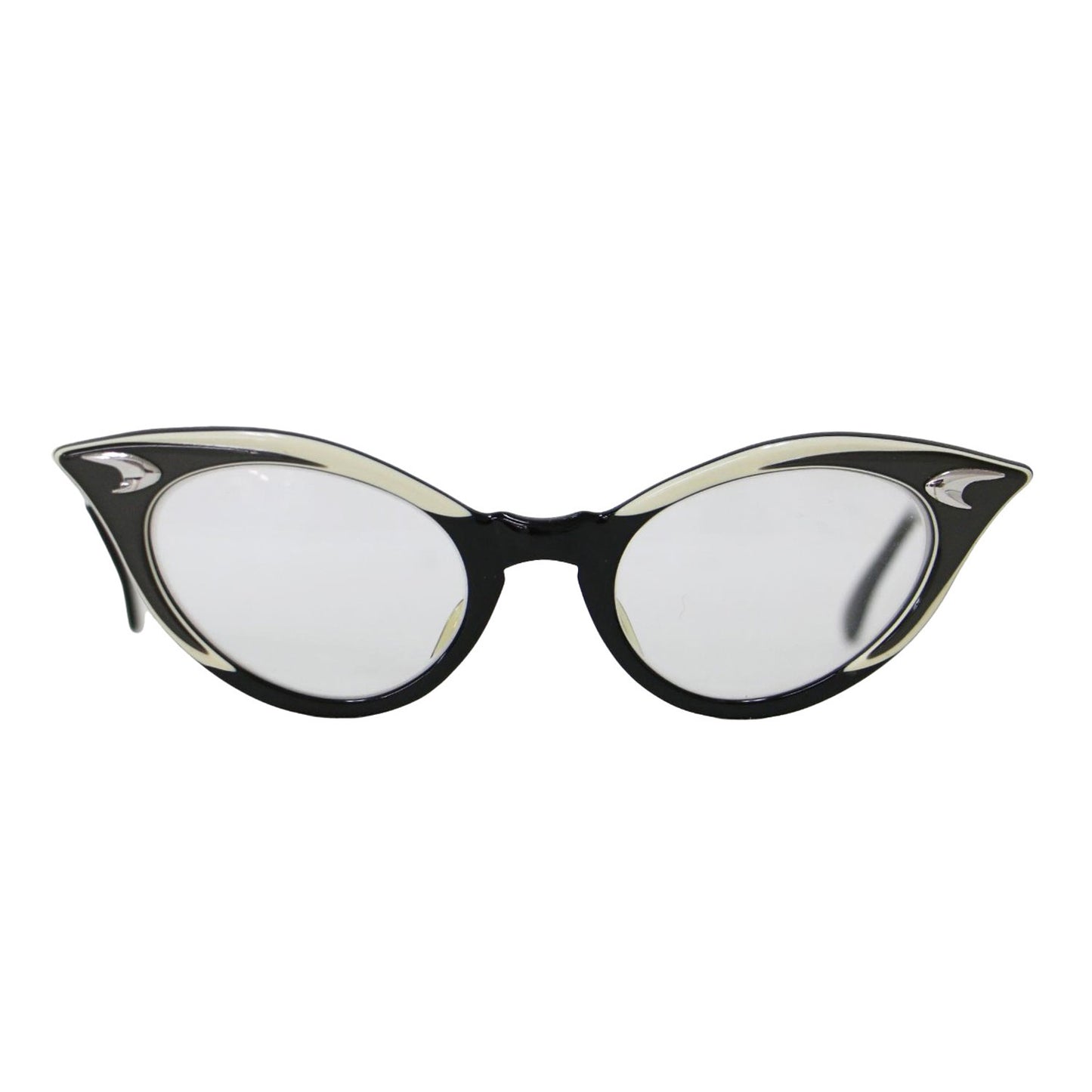 キャットアイ セルフレーム 眼鏡 / アイウェア 配色 メタル パーツ ヴィンテージ