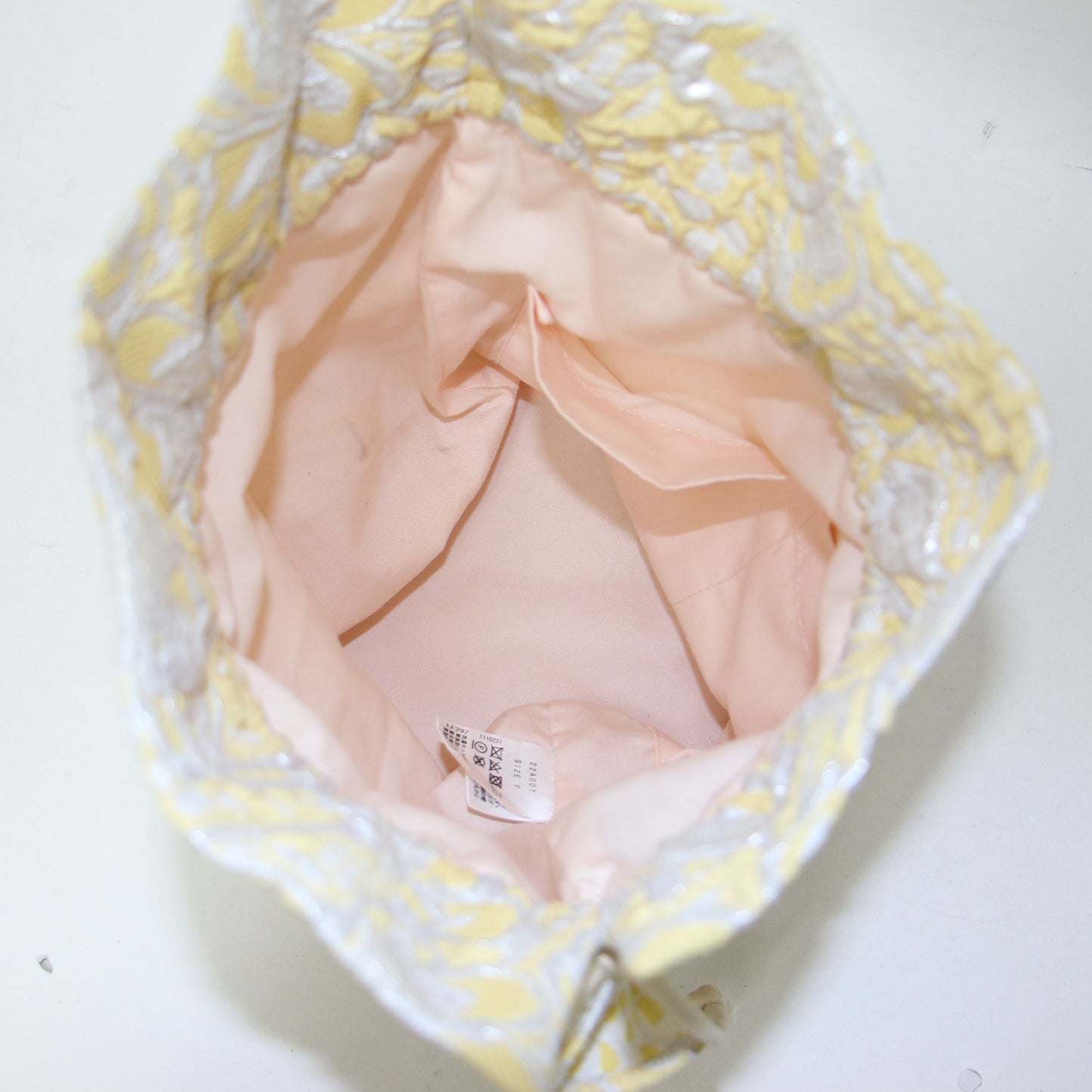 スプリング ジャガード 巾着 / バッグ ショルダー 肩掛け フリル 花柄