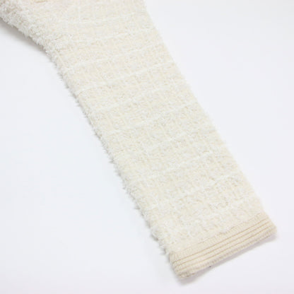 22秋冬 ツイード ニット ジャケット / カーディガン ノーカラー 長袖 リブ 金釦