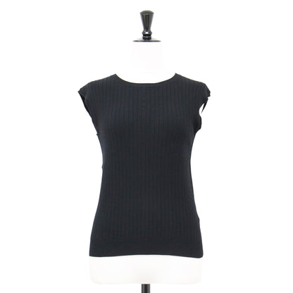 バックリボン パール ノースリーブ ニット / クルーネック リブ