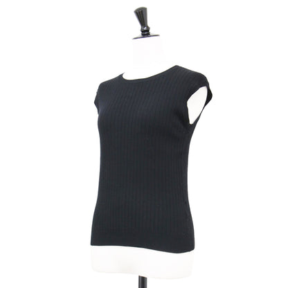 バックリボン パール ノースリーブ ニット / クルーネック リブ