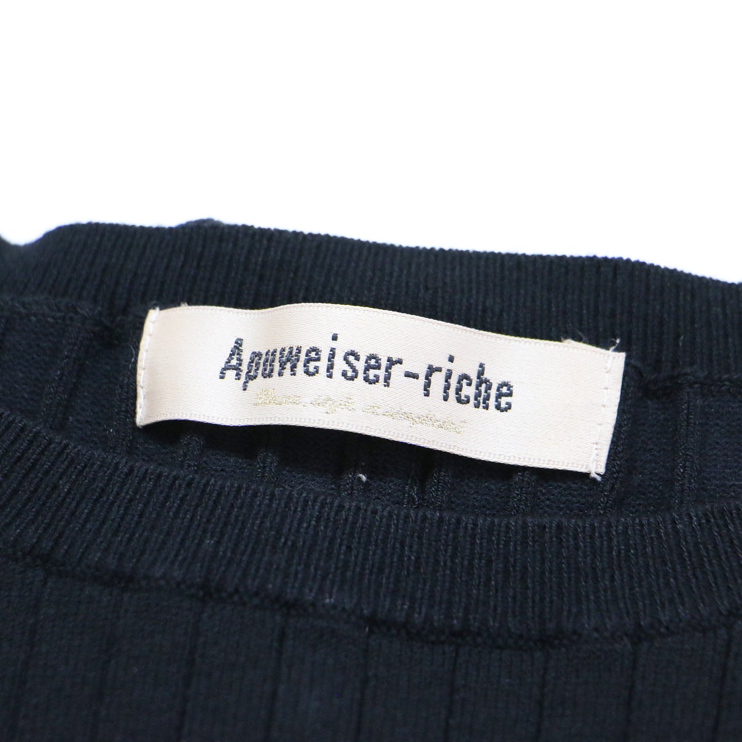 バックリボン パール ノースリーブ ニット / クルーネック リブ