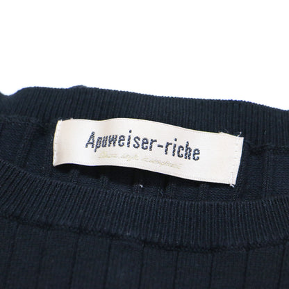 バックリボン パール ノースリーブ ニット / クルーネック リブ