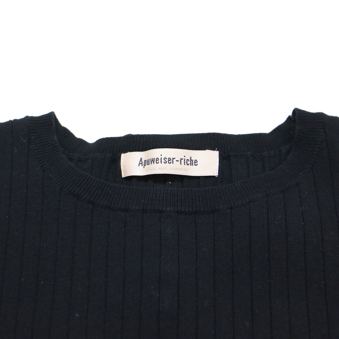 バックリボン パール ノースリーブ ニット / クルーネック リブ