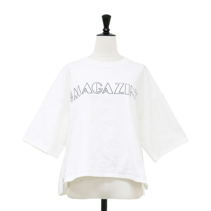 ロゴ ショートスリーブ Tシャツ / カットソー 半袖 クルーネック スリット コットン