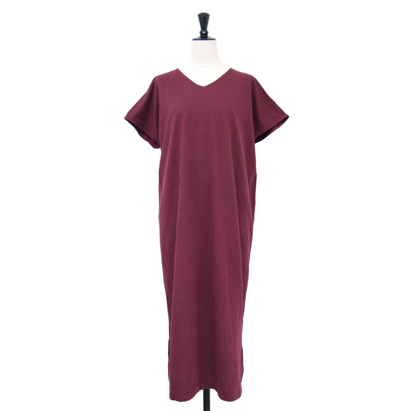 20春夏 バックコンシャス ワンピース / ミディ丈 Vネック 半袖 Iライン バックオープン コットン