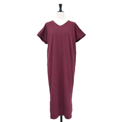 20春夏 バックコンシャス ワンピース / ミディ丈 Vネック 半袖 Iライン バックオープン コットン