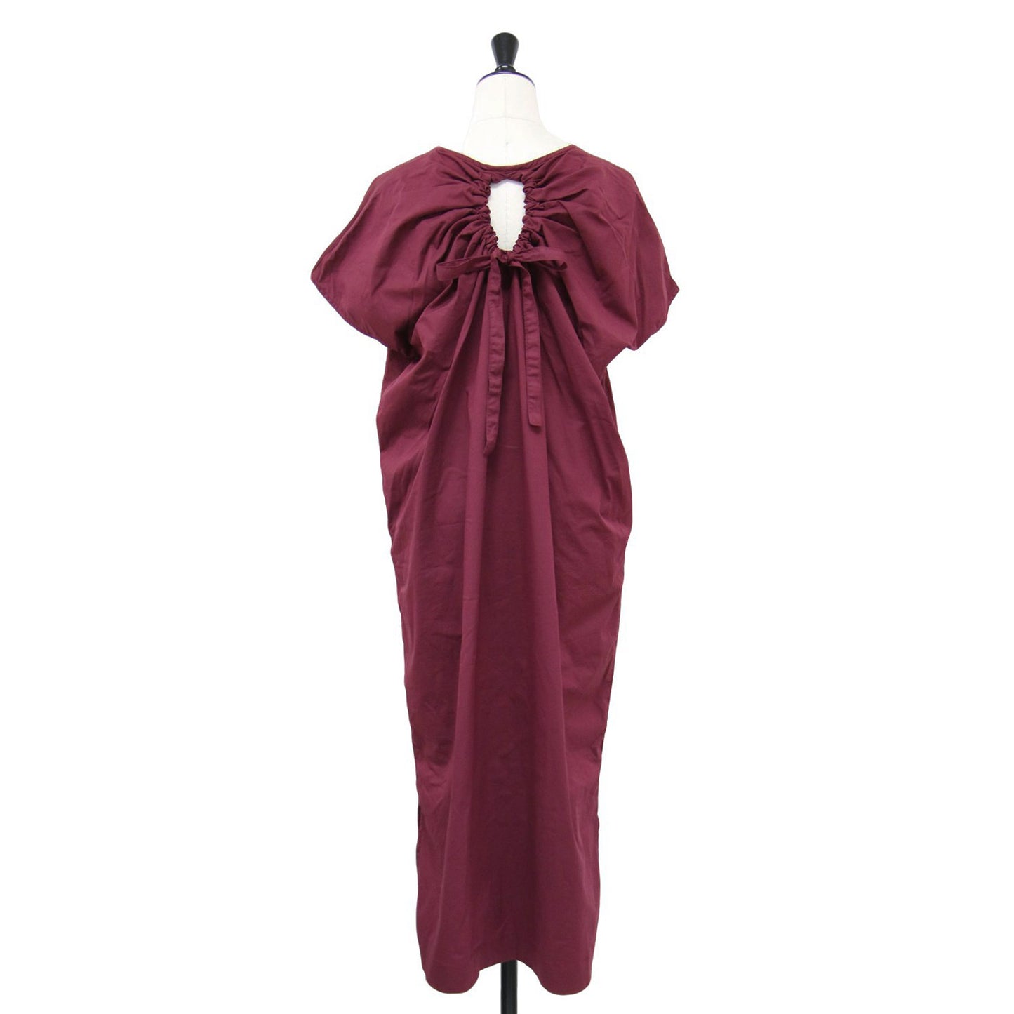 20春夏 バックコンシャス ワンピース / ミディ丈 Vネック 半袖 Iライン バックオープン コットン