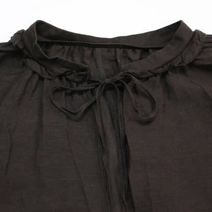 24春夏 テレデラン ギャザー スリーブ コクーン ワンピース / ロング フレンチスリーブ キーネック Iライン リネン