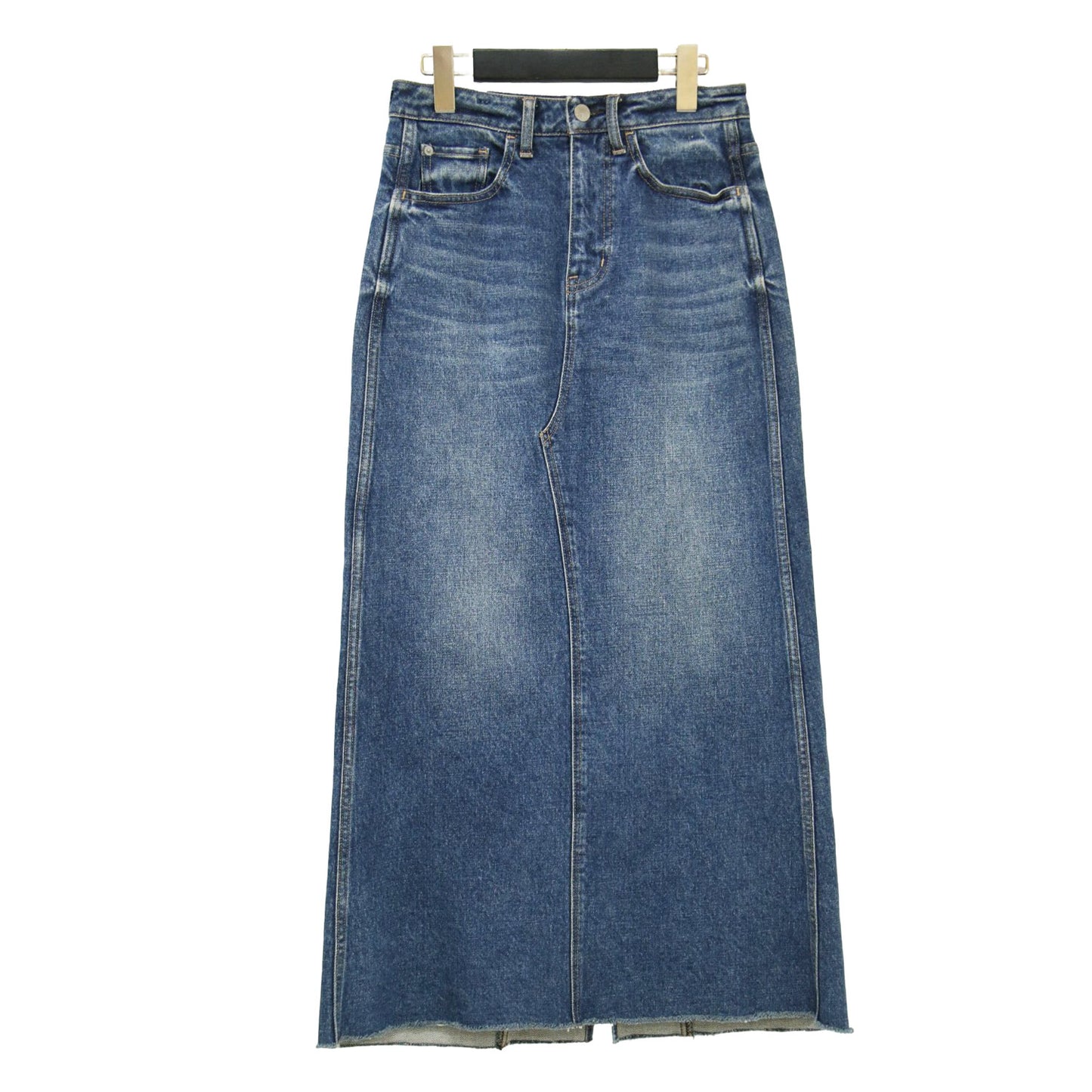 × allureville 別注 デニム ロング スカート / PLUM Iライン バックスリット コットン