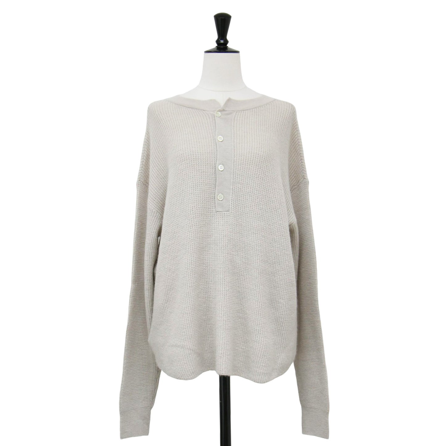 24春夏 カシミヤ サーマル ニット / Cashmere Thermal Knit プルオーバー クルーネック 長袖 2WAY ワッフル編み