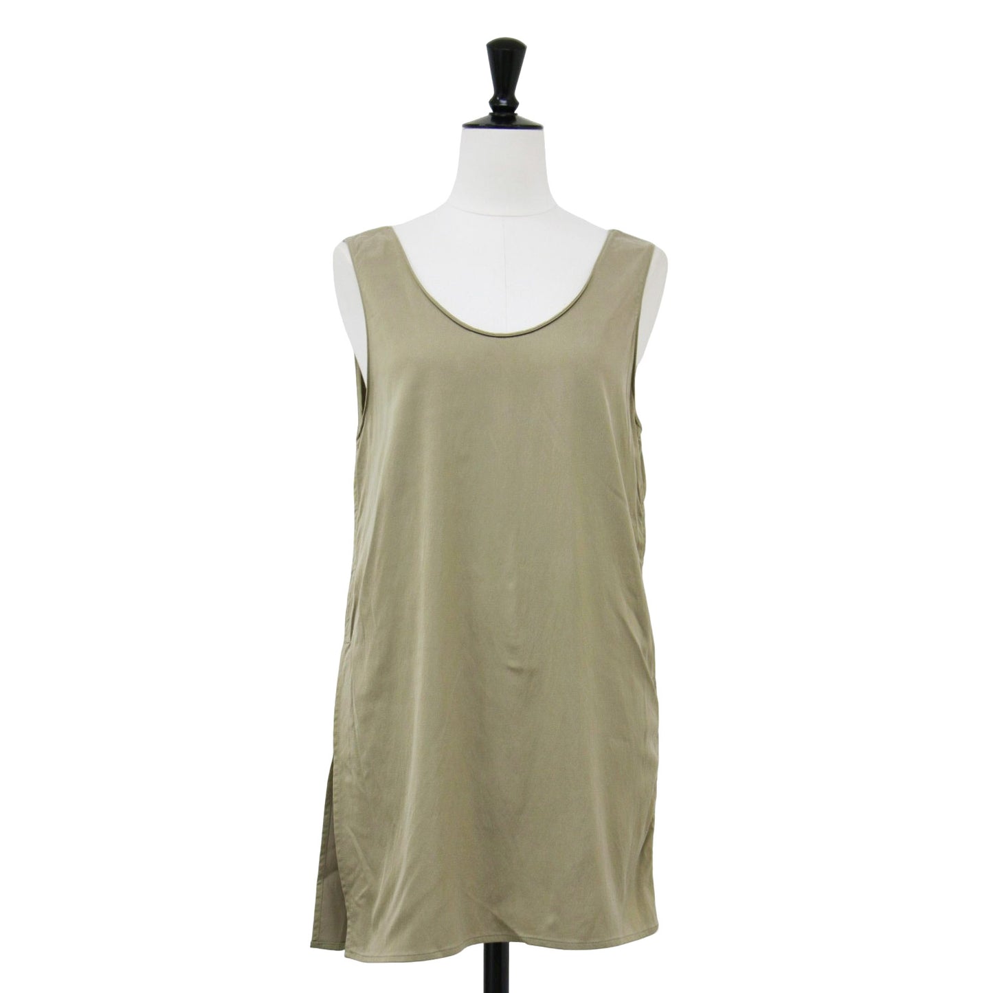 24秋冬 キュプラ フィブリル ロング タンクトップ / ブラウス プルオーバー ノースリーブ ドロスト