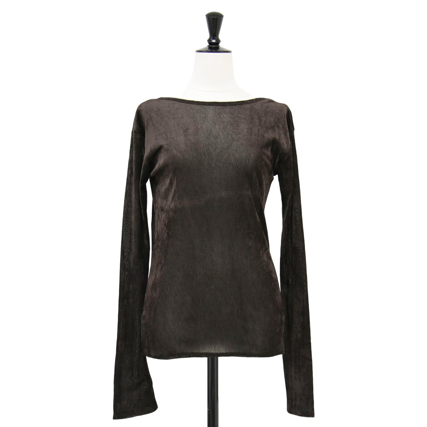 ベルベット チュール カットソー / 2way Velvet Tulle Top プルオーバー 長袖 ボートネック Uネック シアー