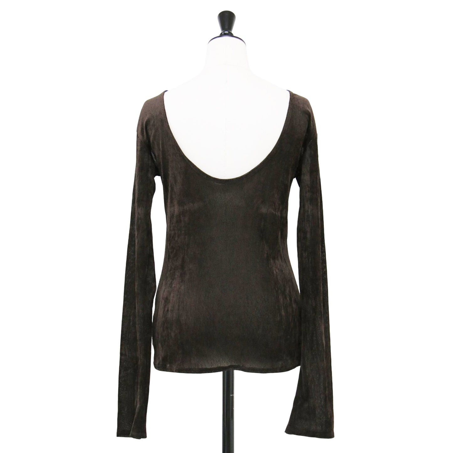 ベルベット チュール カットソー / 2way Velvet Tulle Top プルオーバー 長袖 ボートネック Uネック シアー