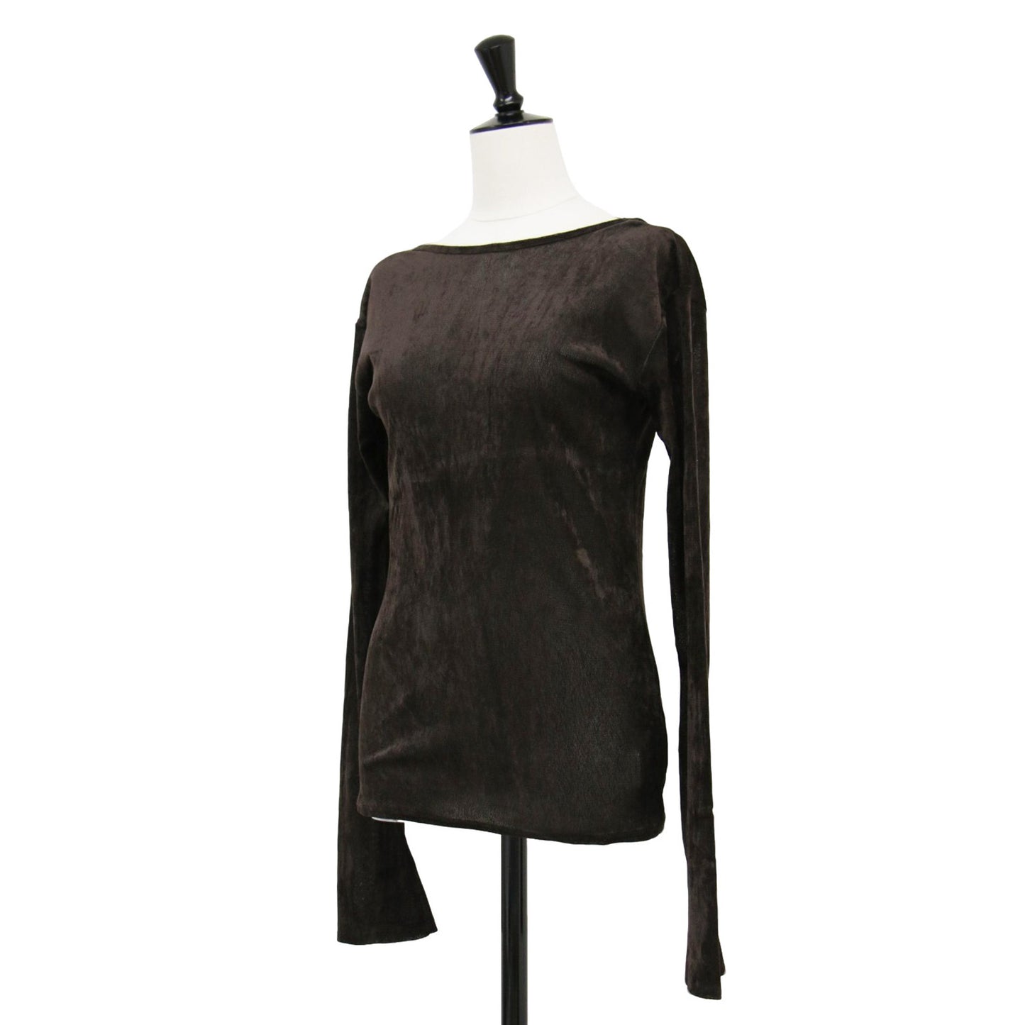 ベルベット チュール カットソー / 2way Velvet Tulle Top プルオーバー 長袖 ボートネック Uネック シアー