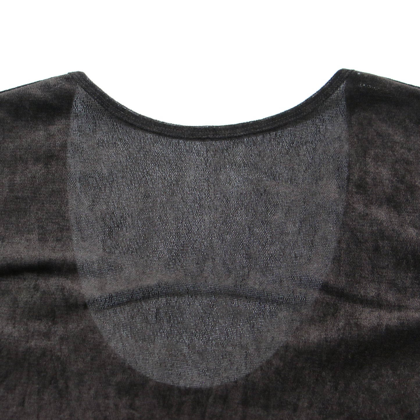 ベルベット チュール カットソー / 2way Velvet Tulle Top プルオーバー 長袖 ボートネック Uネック シアー