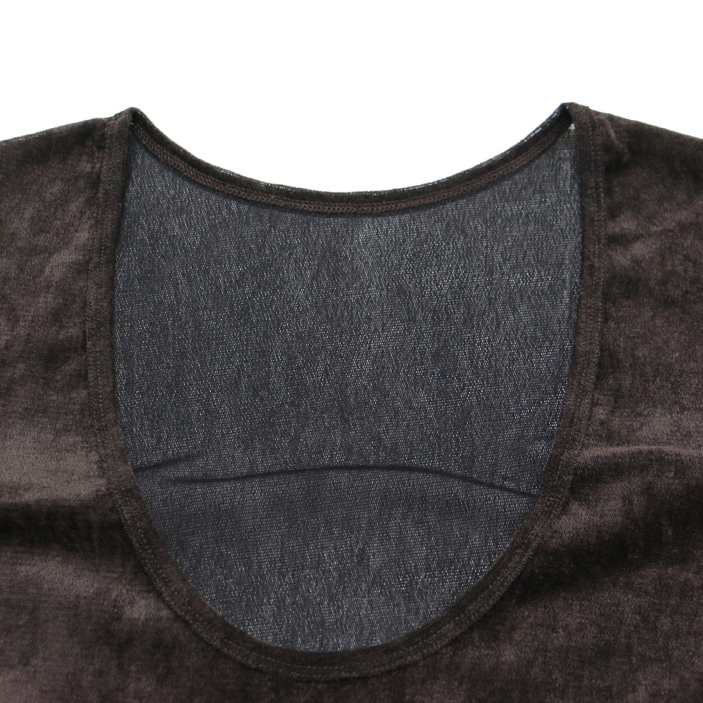 ベルベット チュール カットソー / 2way Velvet Tulle Top プルオーバー 長袖 ボートネック Uネック シアー
