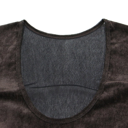 ベルベット チュール カットソー / 2way Velvet Tulle Top プルオーバー 長袖 ボートネック Uネック シアー