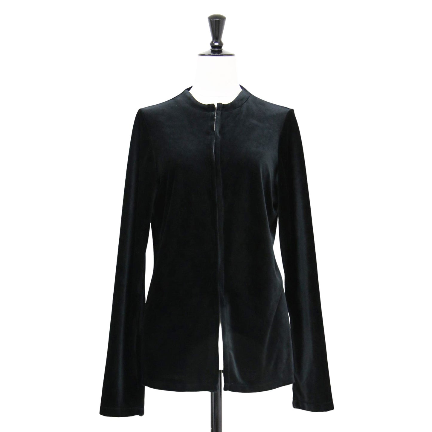 ベロア フロントホック カーディガン / becrux velour cardigan 長袖 クールネック
