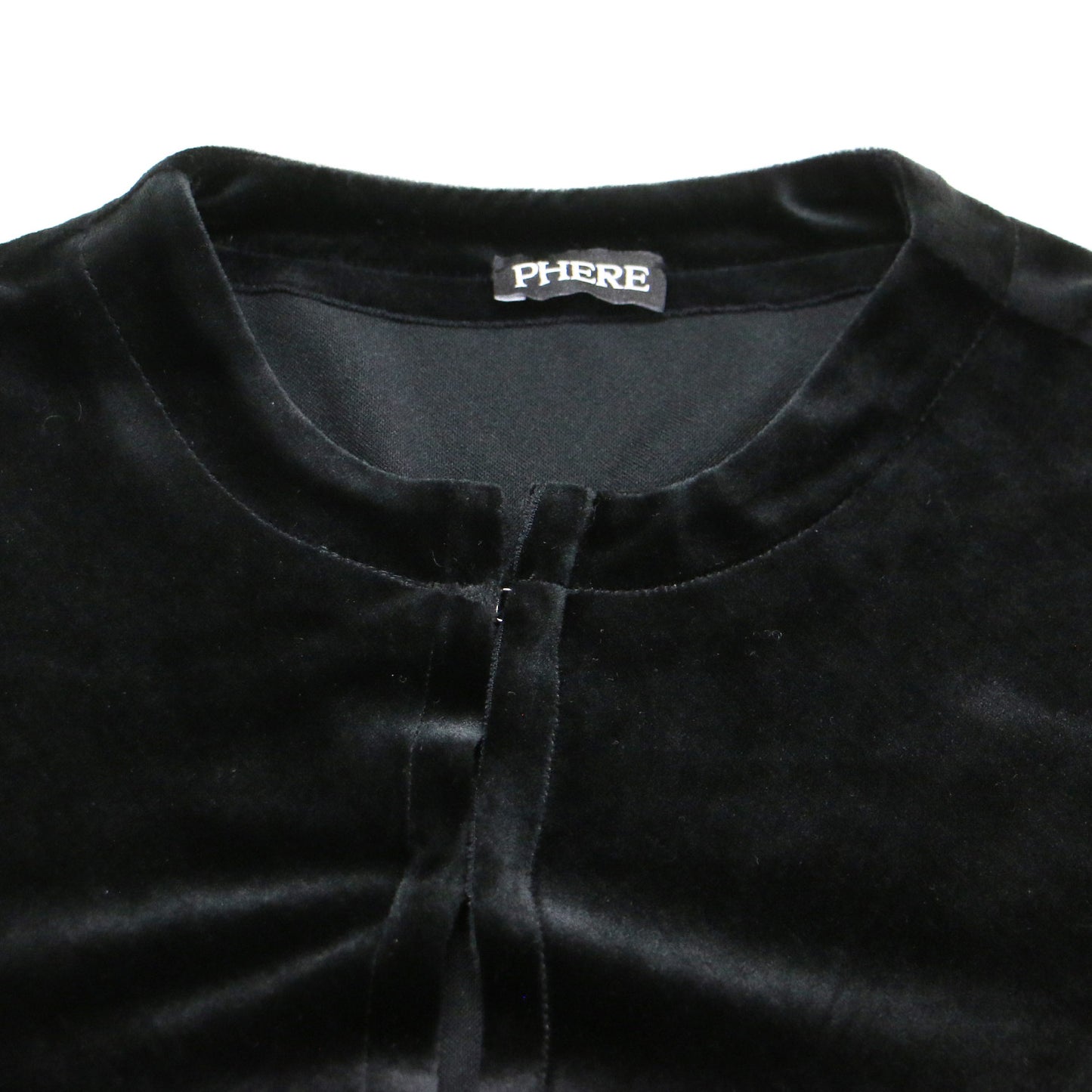 ベロア フロントホック カーディガン / becrux velour cardigan 長袖 クールネック