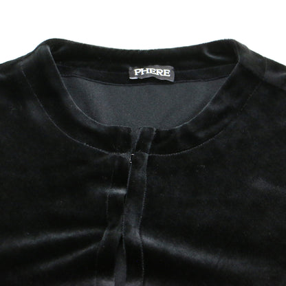 ベロア フロントホック カーディガン / becrux velour cardigan 長袖 クールネック